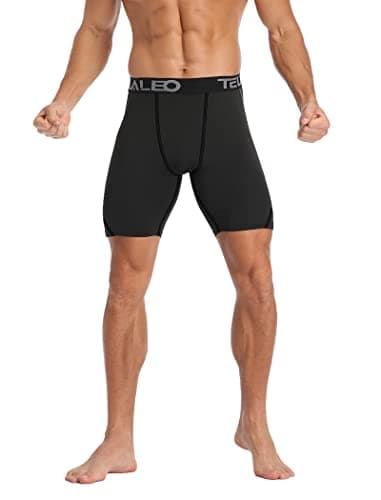 TELALEO 5 Pack Compression Shorts for Men Spandex Sport Shorts Athletic Workout Running Performance Baselayer Underwear Black M - Image 2