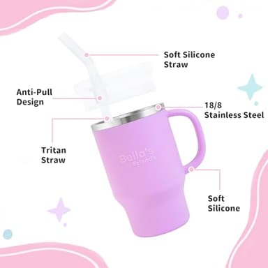 Bella's Friends Handy Mini Tumbler – Adorable 9 oz Toddler Sippy Cup, Stainless Interior & Silicone Body, Leak‑Proof, Dishwasher Safe, Gift for 1-3 Years Old Girls & Boys, 2 Pack, Lilac&Azure Blue - Image 4