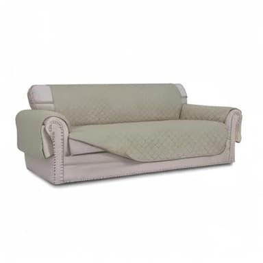 Easy-Going Reversible Couch Cover for 3 Cushion Couch Sofa Cover for Dogs Water Resistant Furniture Protector Cover with Foam Sticks Elastic Straps for Pet Cat (Sofa, Beige/Beige) - Image 8