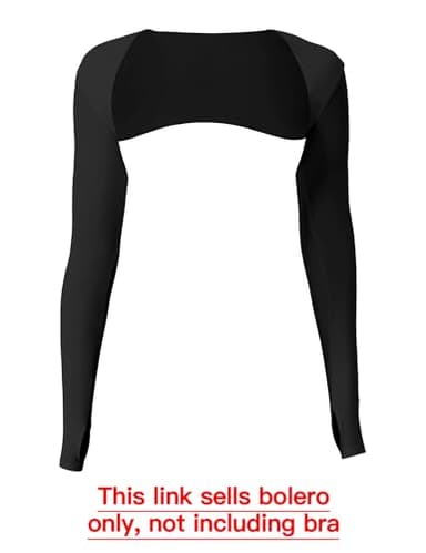 YEOREO Women Crop Top Long Sleeve Bolero Open Front Workout Cropped Shirts Sports Shrug Black S - Image 2