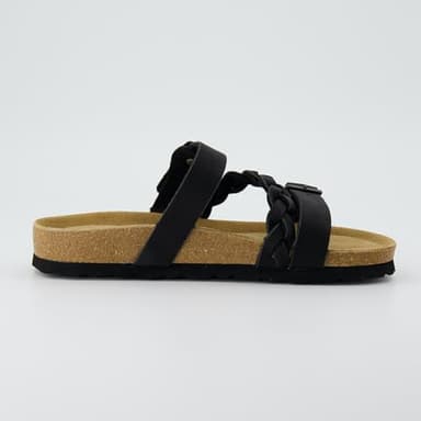 CUSHIONAIRE Women's Cork Footbed Sandal - Comfortable, Adjustable Straps, Arch Support, Wide Widths Available, Boho Chic Summer Slides, Black 10 - Image 9