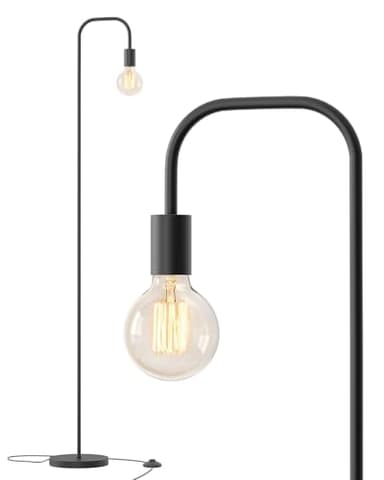 Oneach 63.75" Industrial LED Floor Lamp for Living Room Bedroom Reading Office Metal Minimalist Standing Lamp Tall Pole Lamps Office Black(Bulb not Included) - Image 1