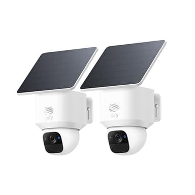 eufy Security SoloCam E30, 2 Pack, Security Cameras Wireless Outdoor, Solar Camera Outdoor Wireless, 360° Pan, AI Tracking, 2K Clarity, HomeBase S380 Compatible, No Monthly Fee (Renewed) - Image 1