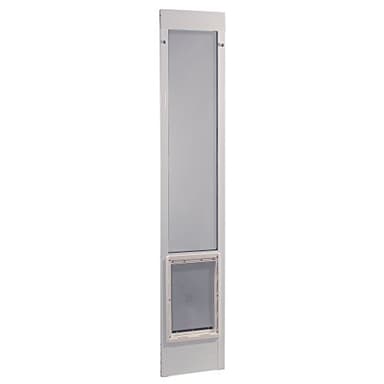 Ideal Pet Products Aluminum Pet Patio Door, Adjustable Height 77-5/8" to 80-3/8", 15" x 20" Flap Size, White - Image 1