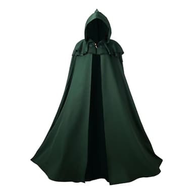 Giftdigger Renaissance Hooded Cloak for Women Men,Adult Medieval Cloak,Vintage Viking Cape,Halloween Renaissance Costume Women Men,Gothic,Green Cape with Hood,M/150cm - Image 1