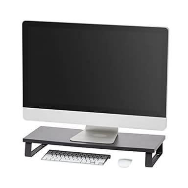 IRIS USA 1-Tier Multi-Purpose Modern PC Monitor Organizer Stand with Metal Legs, Ergonomic Desktop and Countertop Riser for Computer Laptop TV Kitchen Pantry and Closet Organization, Black - Image 1
