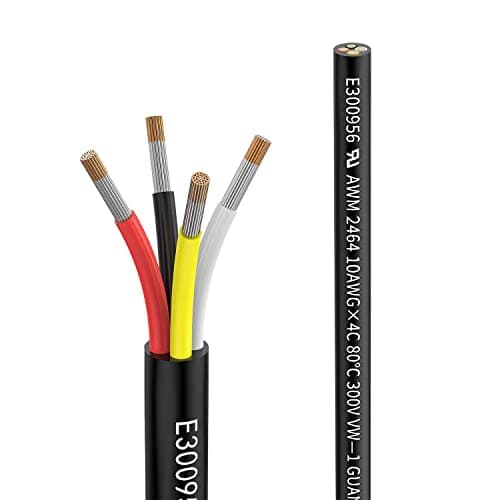Matugajp 10awg 4 Wire Cable 10/4 Electrical Wire 4 Core Extension Cable 50 feet UL2464 DC 5V/12V/24V/300V 10 Gauge Oxygen Free Stranded Tinned Copper Wire - Image 1