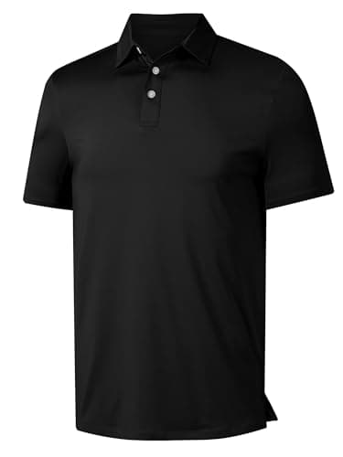 ISEEGZ Mens Golf Shirts Short Sleeve Funny Print Golf Polo Shirts for Men Lightweight Dry Fit Quick Dry Collared Golf Polos Black - Image 1