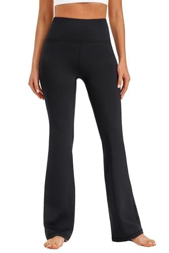 AFITNE Yoga Pants for Women Bootcut Pants with Pockets High Waisted Workout Bootleg Yoga Pants Tall Long Athletic Gym Pants Black - XL - Image 1