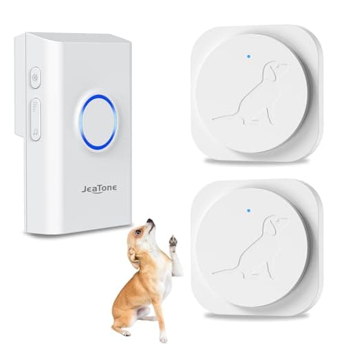 JeaTone Dog Door Bell, Dog Bells to Go Outside, Smart Wireless Potty Training Button for Dogs, Training Dog to Ring The Bell, 2 Pack Button White - Image 1