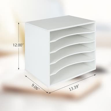 EMERIT Paper Organzier Wood Desktop Organizer Storage Letter Tray File Sorter with Adjustable Shelves for Home Office - Image 2