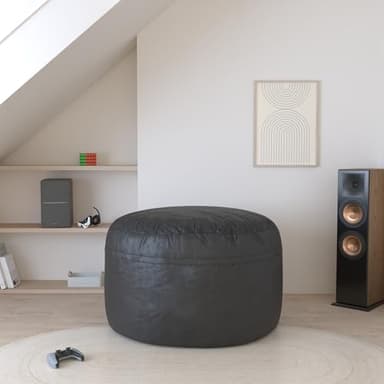 Homguava 5FT Bean Bag Chair Giant BeanBag with Memory Foam Filled, Comfy Bean Bag Chairs for Adults, Adult Bean Bag Chair with Dutch Velvet Cover for Living Room Bedroom-Black - Image 2
