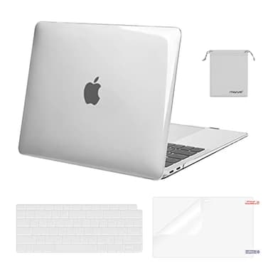 MOSISO Compatible with MacBook Air 13 inch Case M1 Chip 2021-2018 Release A2337 A2179 A1932, Plastic Hard Shell&Keyboard Cover&Screen Film&Storage Bag for MacBook Air 13.3 inch Case, Transparent - Image 1