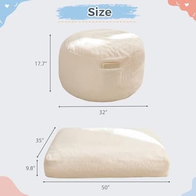 MAXYOYO Bean Bag Chair Bed for Kids, Convertible Bean Bag Folds from Lazy Chair to Floor Mattress Bed, Stuffed Floor Sofa Couch Sofa Bed for Boys and Girls, High-Density Foam Filling, Beige - Image 3