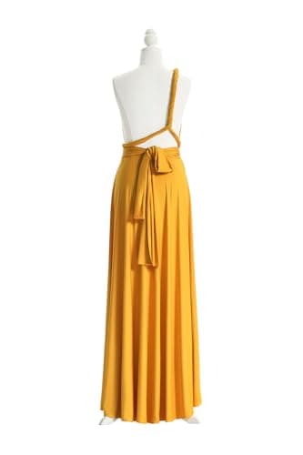 Bridesmaid Convertible Dress Transformer Evening Maxi Dress with Bandeau (One Size, Mustard Yellow) - Image 3