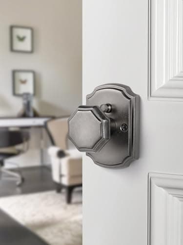 SORWDUERM 1 Pack Weathered Nickel Octagonal Interior Privacy Door Knobs Antique Nickel Keyless Door Handles for Bathroom Bedroom - Image 5