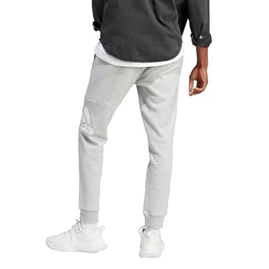 adidas Men's Essentials Fleece Tapered Cuff Big Logo Pants, Medium Grey Heather - Image 3