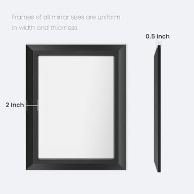 Amorho Black Bathroom Mirror, 55x32 Inch Thick Metal Framed Wall Mirrors for Over 2 Sinks, Bedroom, Living Room, Entryway, Large Rectangle Wall-Mounted Mirrors. - Image 7