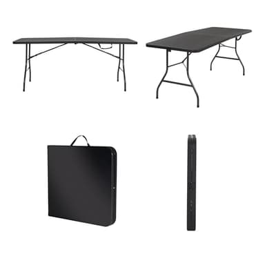 COSCO Molded Folding Banquet Table w/Handle, 6ft, Black - Image 9