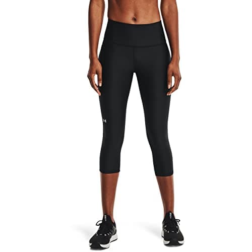 Under Armour Womens HeatGear Armour High Waisted Pocketed No-Slip Capri , Black (001)/White , Small - Image 1
