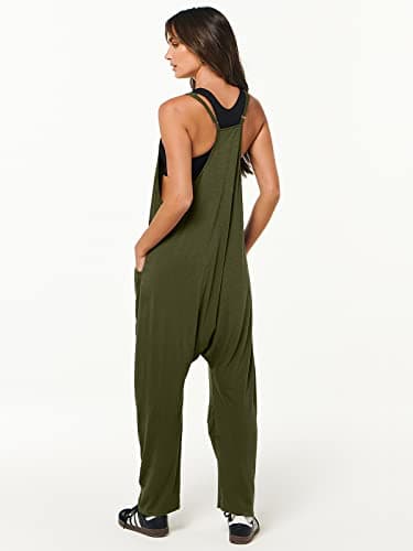 ANRABESS Jumpsuits for Women Casual Summer Overalls Sleeveless Spaghetti Strap Romper Jumpers Trendy Beach Vacation Outfits Army Green Small - Image 5