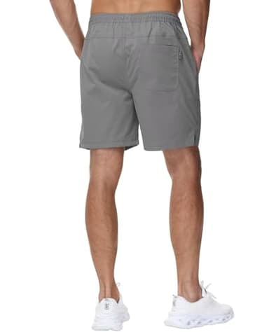Yundobop Men's Casual 7 Inch Shorts Twill Drawstring Summer Beach Stretch Golf Shorts with Zipper Pockets Grey 28 - Image 3