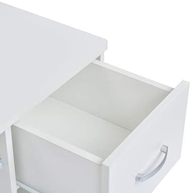 ROCKPOINT Axess White Computer Keyboard Tray and Drawer Small Home Office Bedroom, Homework and School Studying Writing Desk for Student with Storage - Image 3