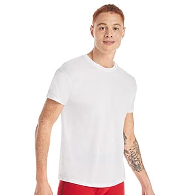 Hanes Men Hanes Men's White Performance Moisture-Wicking Crewneck Undershirt Tees, 5-Pack - Image 2