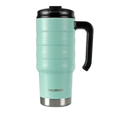 HAUSHOF 24 oz Travel Mug, Stainless Double Wall Vacuum Insulated Tumbler with Handle & Spill Proof Twist On Flip Lid and Wide Mouth, BPA Free - Image 1