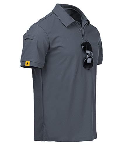 ZITY Mens Polo Shirt Short Sleeve Sports Tactical T-Shirt Athletic Golf Polos Daily Casual Stylish Collared Shirts for Men Grey Medium - Image 1