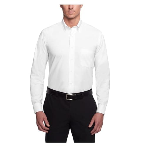 Van Heusen Men's Dress Shirt Regular Fit Oxford Solid, White, 15.5"-16" Neck 33"-34" Sleeve - Image 1