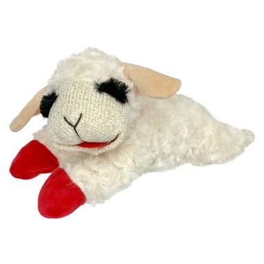 Multipet Lamb Chop Dog Plush Toy - Squeaky Dog Toy for Small & Medium Dogs - Extra Soft Plush Dog Toy - Stuffed Animal Dog Toy for Cuddling & Playing - Cute Pet Toy (10", Cream, 5 Squeakers) - Image 1