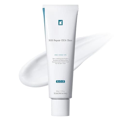 TOSOWOONG SOS Repair CICA Clinic Zinc Cream, 100,000ppm Zinc Oxide, Heal, Soothe Acne, Redness, Rosacea Treatment, Skin Barrier Repair, Moisture, Non-Comedogenic, Korean Skincare, 50g, 1.76 oz. - Image 1