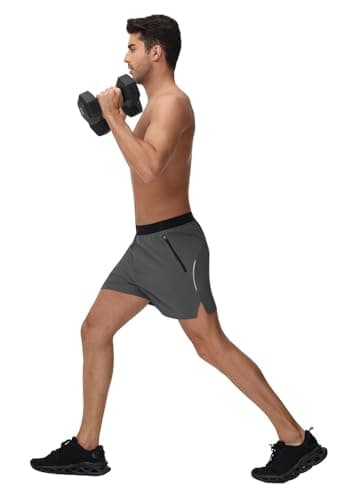 GymBrave Men's 5 inch Athletic Running Shorts with Zipper Pockets Lightweight Quick Dry Workout Gym Shorts for Men 2 Pack Black Grey XL - Image 8