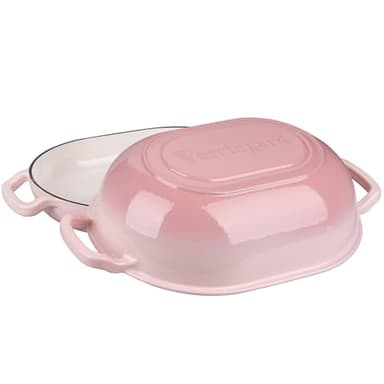 VORRINGARD Enameled Cast Iron Sourdough Bread Oven, Dutch Oven, Loaf Cast Iron Bread Pan for Homemade Bread Baking, Meatloaf Pan with Lid, 7QT, Pink - Image 4