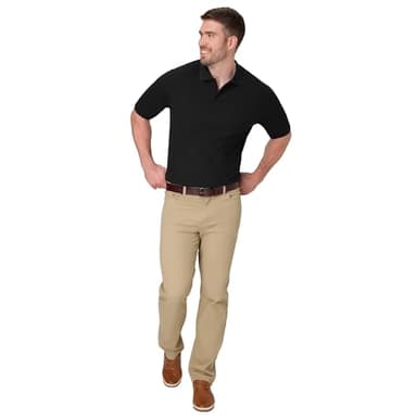 Hanes Mens Pique Short Sleeve Polo Shirt, Three-button Midweight For, Black, Medium US - Image 5