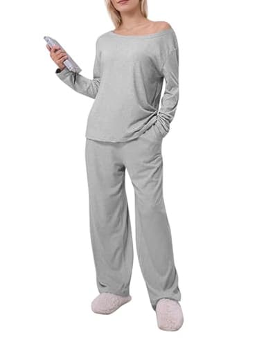 Cnlinkco Long Sleeve Pajama Set for Women Casual Soft Lounge Sets Comfy Cozy 2 Piece Sets - Image 1