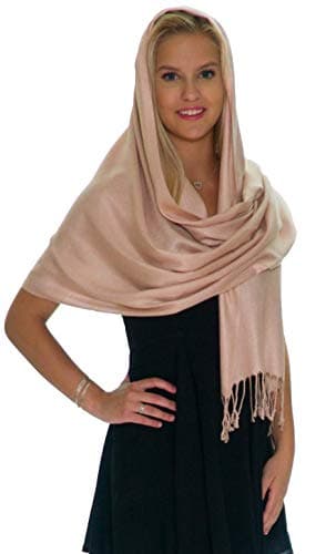 Pashmina Shawls and Wraps for Evening Dresses, Large Soft Pashmina Wedding Pale Rose Gold Shawl - Image 5