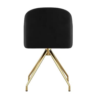 Martha Stewart Sora Stationary Swivel Task Chair with Sloped Arms for Home Office in Black Velvet with Polished Brass Frame - Image 9