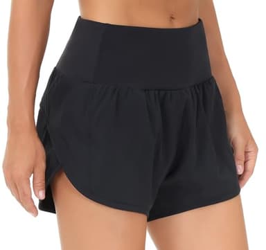 THE GYM PEOPLE Womens High Waisted Running Shorts Quick Dry Athletic Workout Shorts with Mesh Liner Zipper Pockets (Black, Small) - Image 2