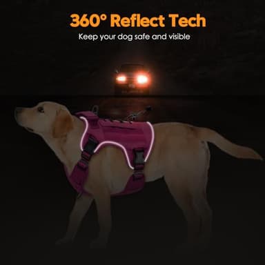 Heavy-Duty Tactical Dog Harness for Large Dogs, No Pull Adjustable Reflective Pet Vest with Molle System, K9 Military-Grade Control for Service Training, Outdoor & 10+ Breeds, Pink, Large - Image 5