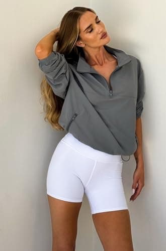 FULLSOFT 4 Pack Biker Shorts for Women – 5" High Waist Tummy Control Workout Yoga Running Compression Exercise Shorts with Pockets(4 Pack Black/Grey/Light Green/White,Small-Medium) - Image 2