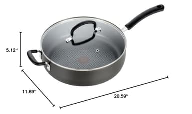 T-fal Ultimate Hard Anodized Non Stick Jumbo Cooker With Lid & Helper Handle 5 Quart, Oven Broiler Safe 400F, Lid Safe 350F, Cookware, Deep Frying Pan, Skillet, Pots and Pans, Dishwasher Safe, Grey - Image 8