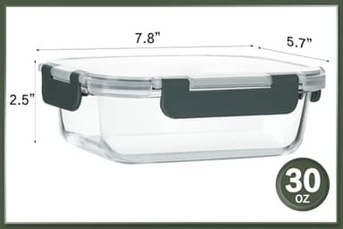 KOMUEE 10 Packs 30 oz Glass Meal Prep Containers,Glass Food Storage Containers with Lids,Airtight Lunch Bento Boxes,Microwave,Freezer and Dishwasher,Gray - Image 2