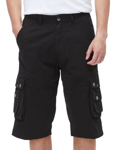 BEST SOUTH Men's Capri Long Twill Cargo Shorts Below Knee 13 Inches Cotton Relaxed Fit Casual Multi-Pocket Black 36 - Image 3