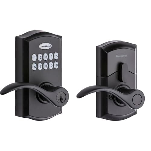 Kwikset SmartCode 955 Pembroke Light Commercial 10-Button Keypad Electronic Lever, Featuring Convenient Keyless Entry, 3-Year Batter Life and High Traffic Durability Matte Black - Image 1