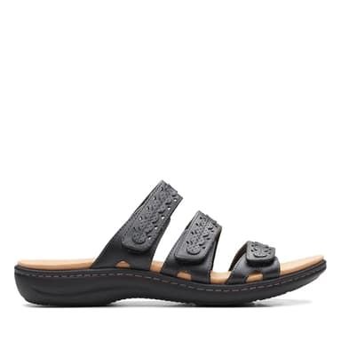 Clarks Collection Women's Laurieann Cove flats-sandals, Black Leather, 7.5 Medium US - Image 2