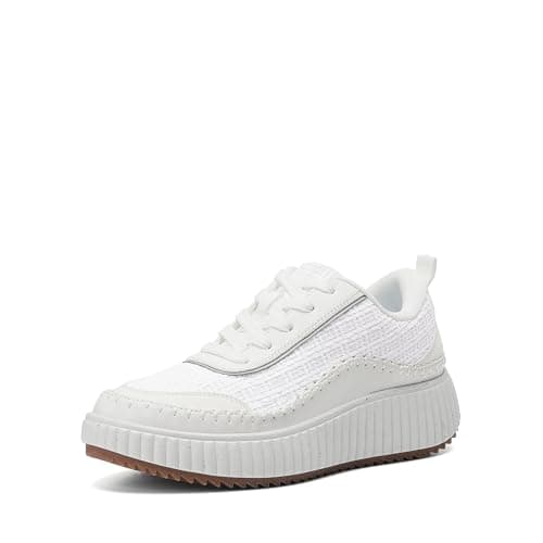 DREAM PAIRS Women Chunky City Tweed Comfortable Casual Platform Fashion Sneaker,Size 10,White,SDFN2379W - Image 1