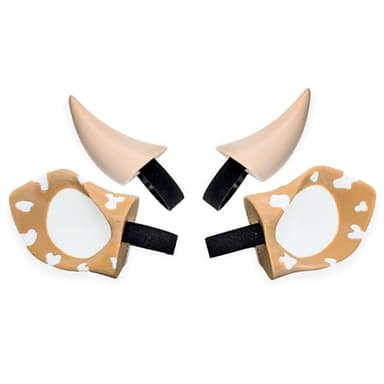 BeamTeam3D Cow Ears and Horns for Headphones, Cute & Fun Decorative Add-Ons for Gaming Headsets, Kids’ School Headphones, Compatible with Most Headphones (Brown/White/White) - Image 1