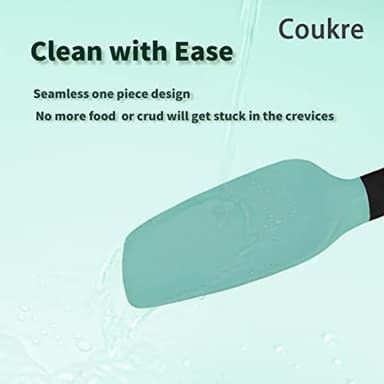 Coukre Silicone Spatula Set of 5,High Temperature Resistant, Food Grade Silicone, Dishwasher Safe, for Baking, Cooking (Aqua Green) - Image 5